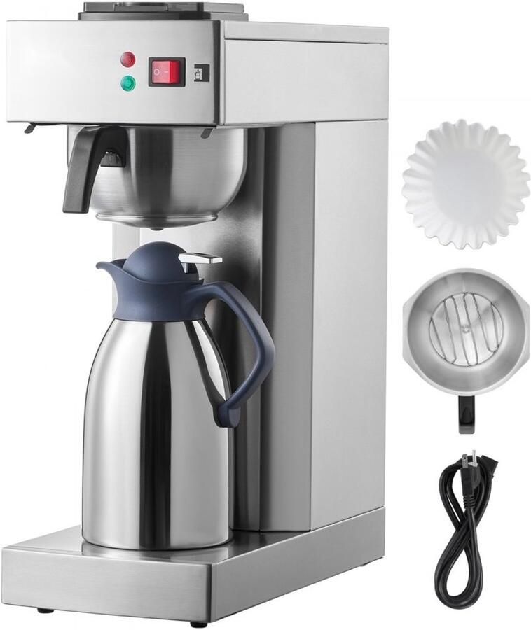 Koffiezetapparaat met filter Professioneel 12 kopjes Thermoskan Watertank 2 8 Liter Roestvrij Staal Voor Horeca en Kantoor Zilver