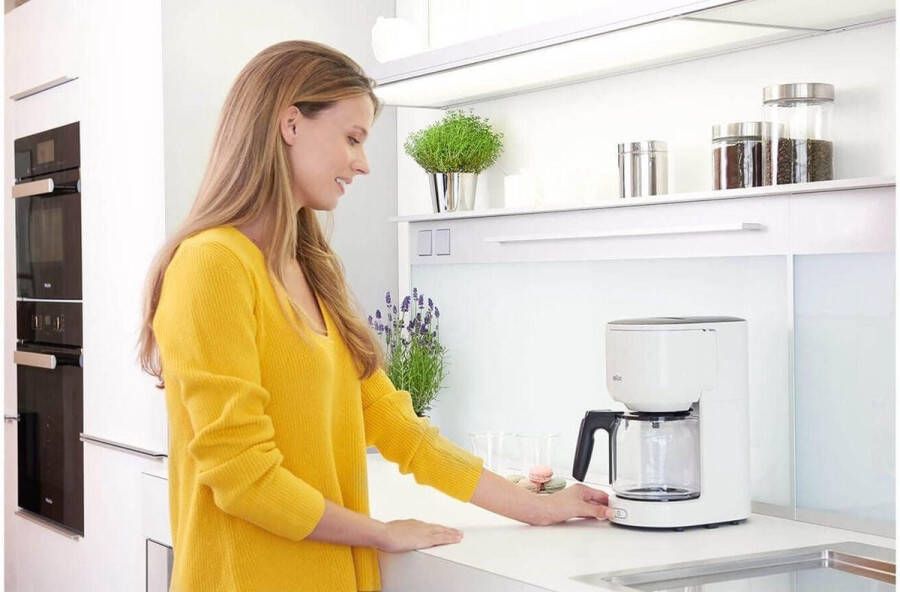 Koffiezetapparaat met Glazen Aroma Kan voor 10 Kopjes Koffie OptiBrew Technologie Geïntegreerd Waterfilter Anti-Drup Ssysteem 1000W Wit