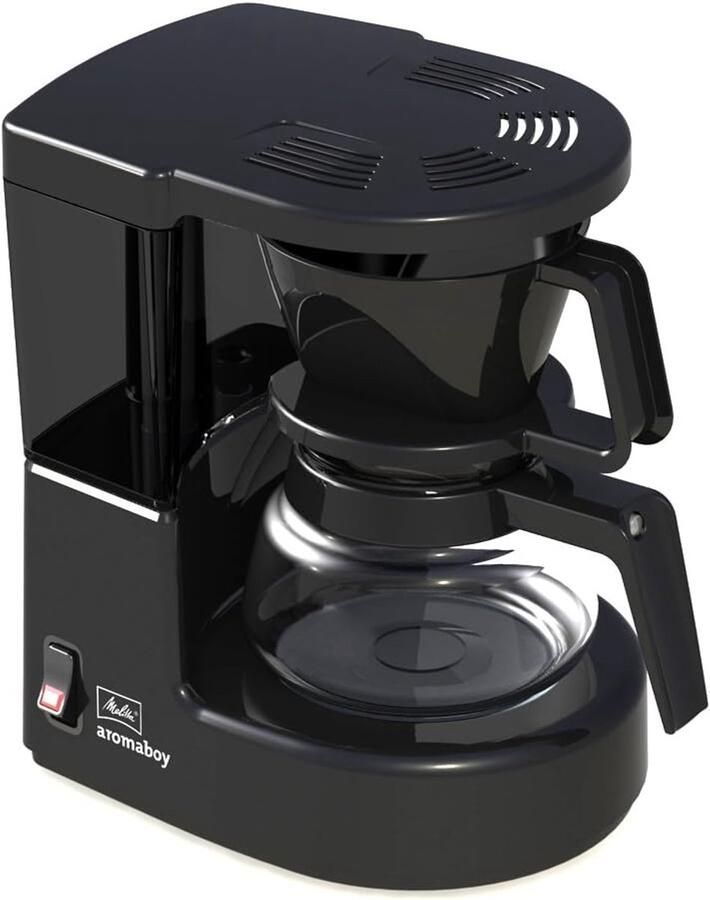 Koffiezetapparaat met Glazen Kan – Herbruikbaar Filter – Automatische Uitschakeling – 2 Kopjes – Zwart