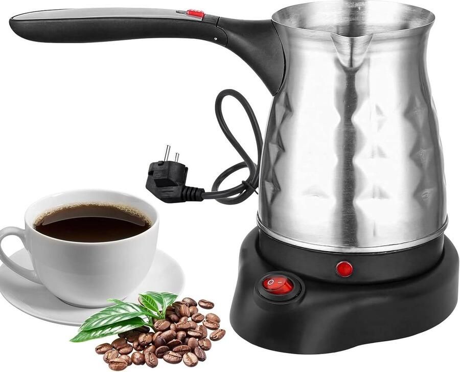 Koffiezetapparaat Met Handvat Elektrische Koffiepot Traditioneel Koffie Zetten Snel Opwarmend 500 ml Zilver