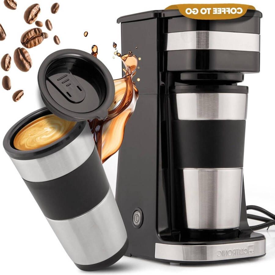 Koffiezetapparaat met koffie to go beker 400ml geschikt voor auto filterkoffiezetapparaat roestvrijstalen beker KA 3733