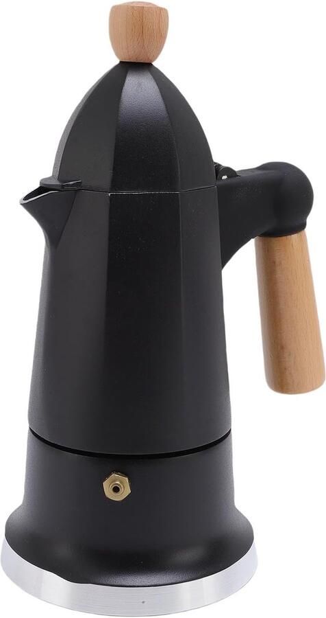 Koffiezetapparaat met Kookplaat Percolator Aluminium Thuis Koffie Zetten Authentieke Smaak Behoud 3 Kopjes Zwart