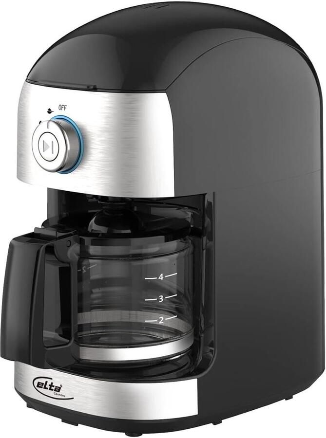Koffiezetapparaat met maalwerk Filterkoffieapparaat Druppelapparaat Verse Koffie Bereiden Geïntegreerde Koffiemolen Voor 4 Kopjes Roestvrij Staal Zwart