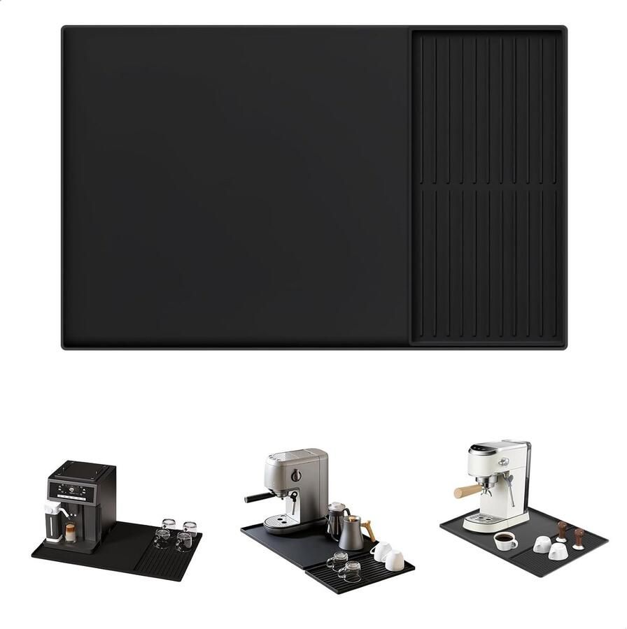 Koffiezetapparaat met Siliconen Onderlegger van 60 x 40 cm en Afneembare Drainer van 39 5 x 19 cm Warmtebestendig en Antislip Mat voor Koffieliefhebbers