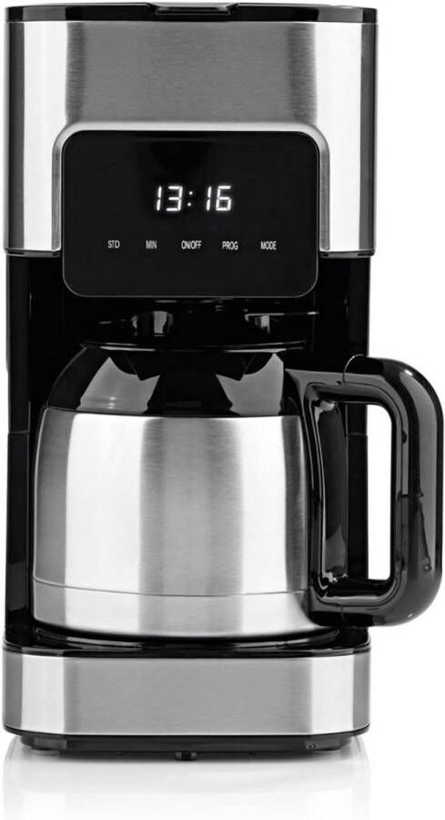 Koffiezetapparaat Met Thermoskan Filter Koffiezetapparaat Incl. Timer Filterapparaat Roestvrij Staal 8-10 Kopjes 1 2 Liter Antidruppel Koffieapparaat Voor Filterkoffie Verwijderbare Koffiefilter