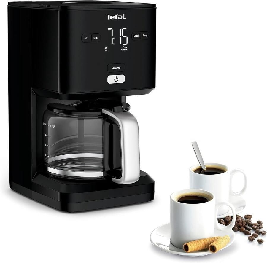 SnelShoppen Koffiezetapparaat Filter 1 25L Programmeerbare Automatische Start Warmhoudfunctie Zwart Ideaal voor Keuken en Thuisgebruik