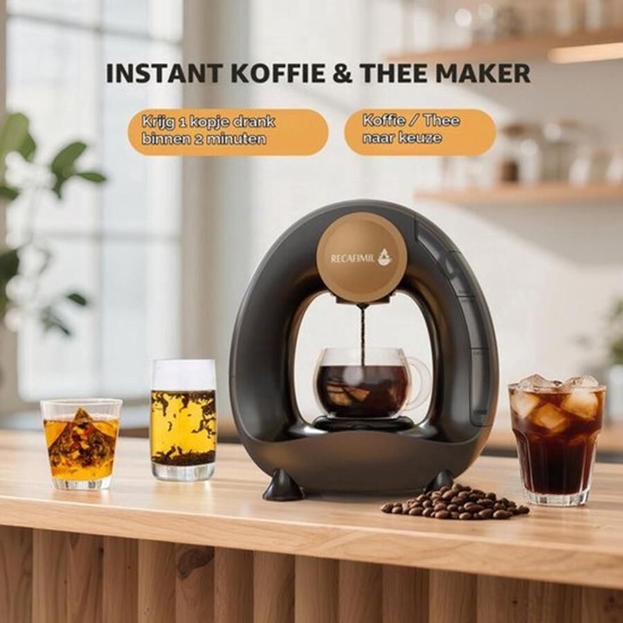 Koffiezetapparaat Mini Enkele Portie Zwart 1400 W 240 ml Inhoud Compact Voor Americano