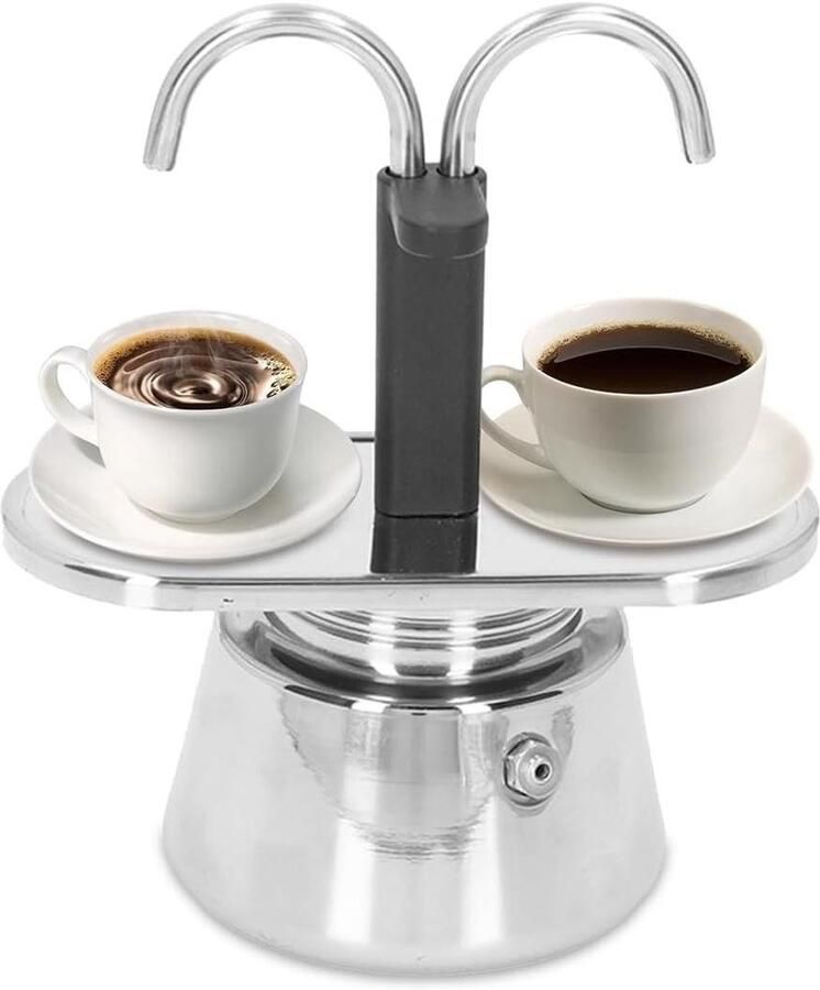 Koffiezetapparaat Moka Express Espresso Maken Dubbele Pijp 100 Ml Zilver