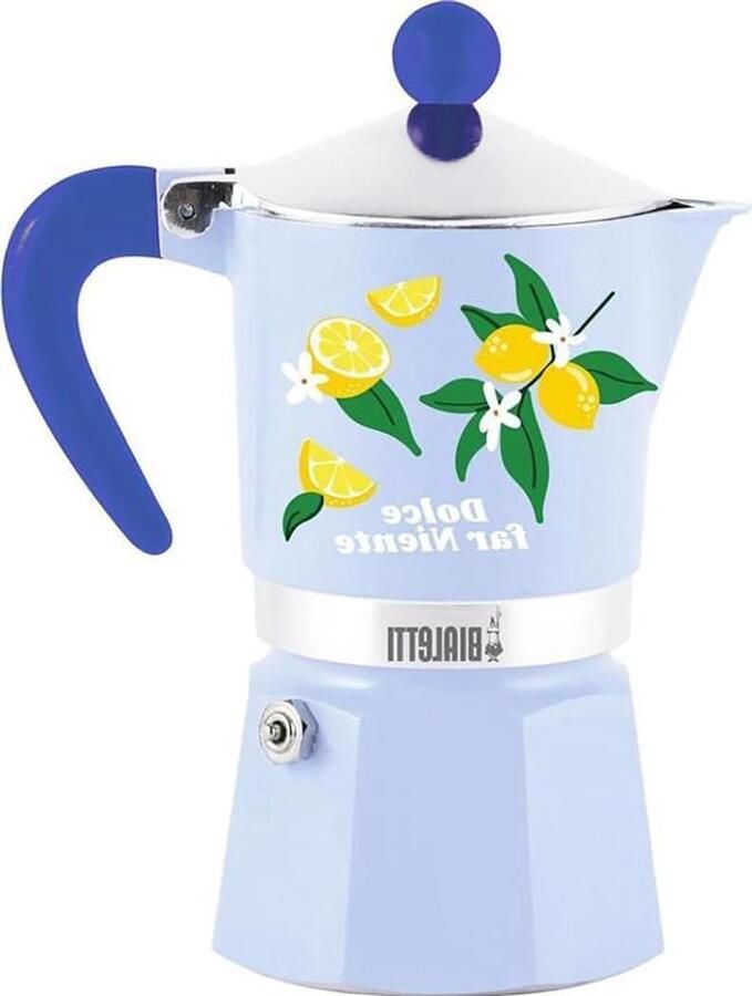 Koffiezetapparaat Moka pot Espresso maken Handmatige bereiding 3 kopjes Blauw citroen
