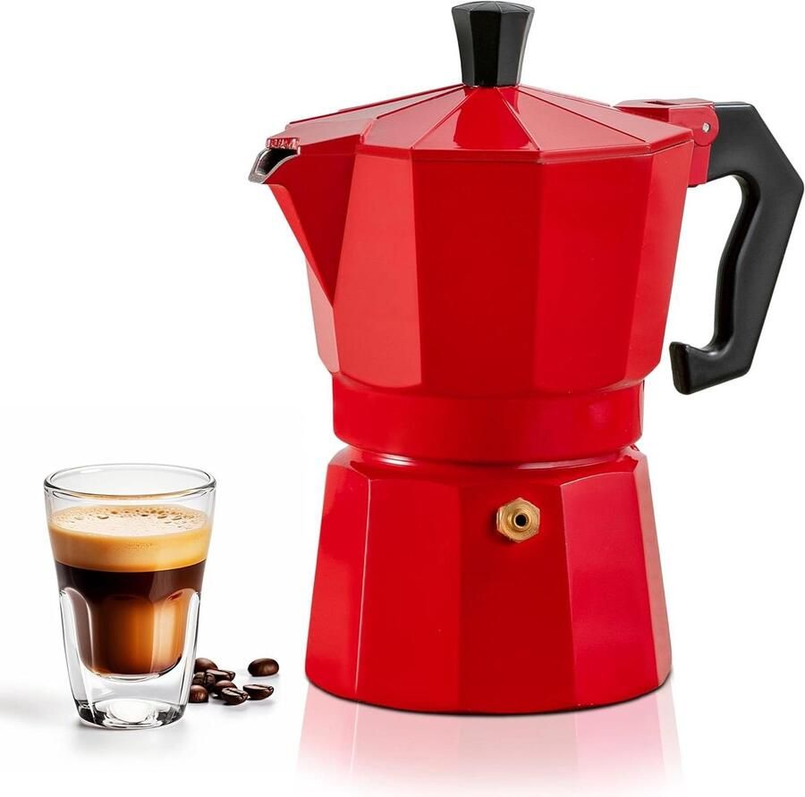 Koffiezetapparaat Moka Pot Espresso Maken Aluminium Behuizing 5 Ounces Rood