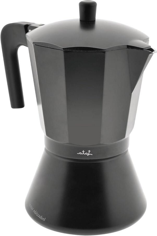 Koffiezetapparaat Moka Pot Italiaanse Koffie Inductie Bodem 6 Kopjes Zwart