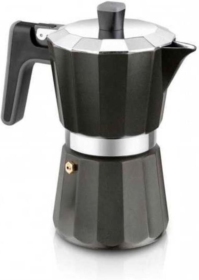 Koffiezetapparaat Moka Pot Koffie Zetten Geschikt voor Inductie 300 ml Zwart