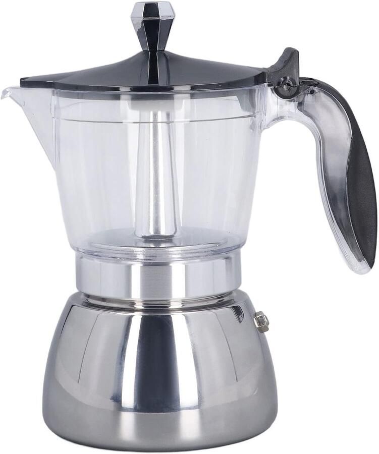 Koffiezetapparaat Moka Pot Koffie Zetten Transparant ABS Top 6 Kops Zwart