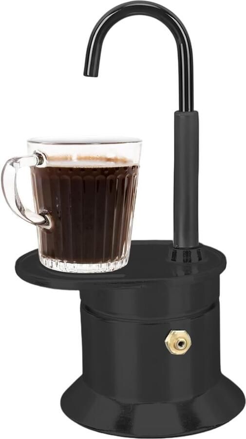 Koffiezetapparaat Moka Pot Outdoor Koffie Aluminium Constructie 17cm Hoog Zwart