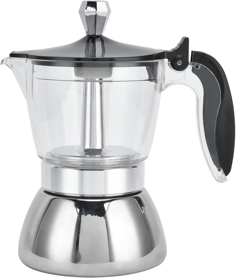 Koffiezetapparaat Moka Pot Thuis Koffie Maken Ergonomisch Handvat 200 ml Zilver