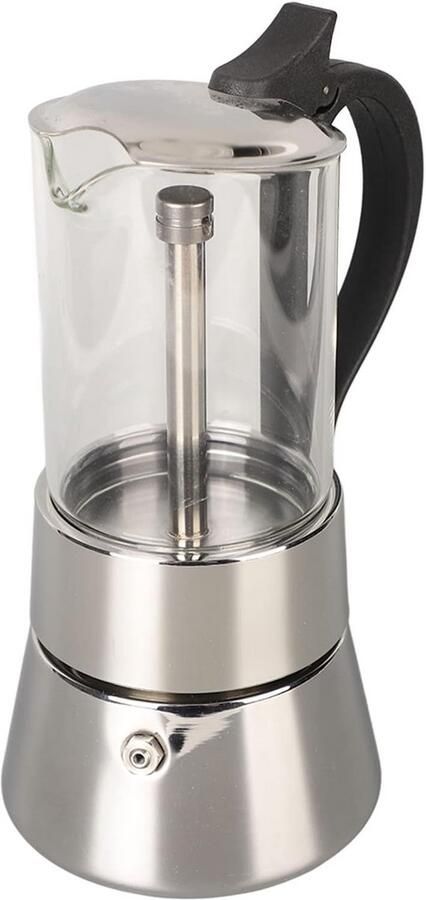 Koffiezetapparaat Mokkapot Percolator Italiaanse Koffie Maken Kristallen Glasplaat 4 Kopjes Zilver