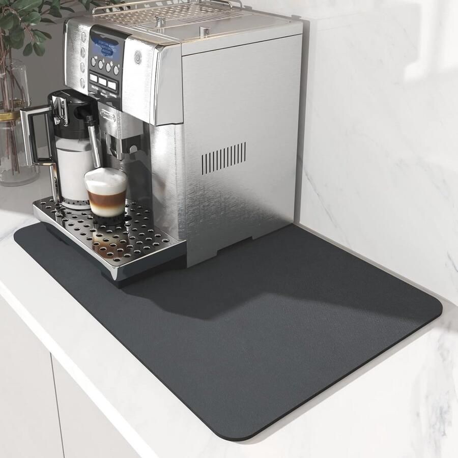 Koffiezetapparaat Onderlegger 40 x 30 cm Afdruipmat voor Koffiemachines Zwart