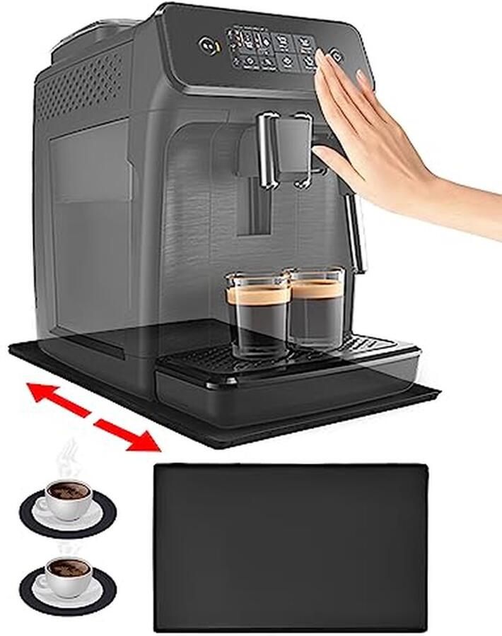Koffiezetapparaat Onderlegger Keukenmat Werkblad Beschermen Met Verhoogde Rand 47x29 cm Zwart