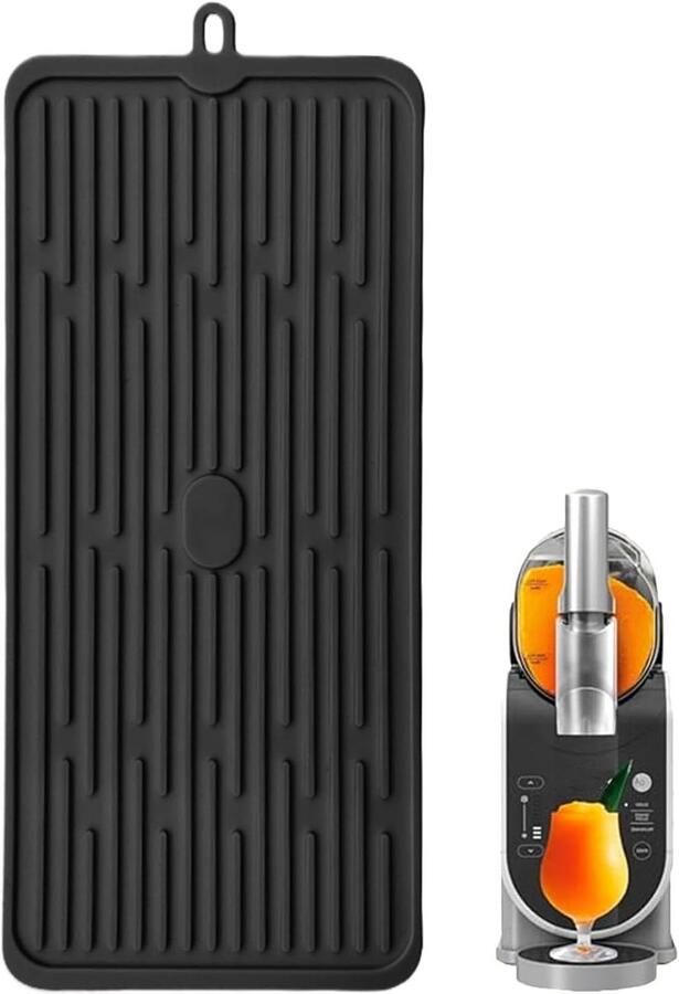 Koffiezetapparaat Onderlegger Koffiehoek Mat Aanrecht Beschermen Niet-Glijdende Silicone 47x20 cm Zwart
