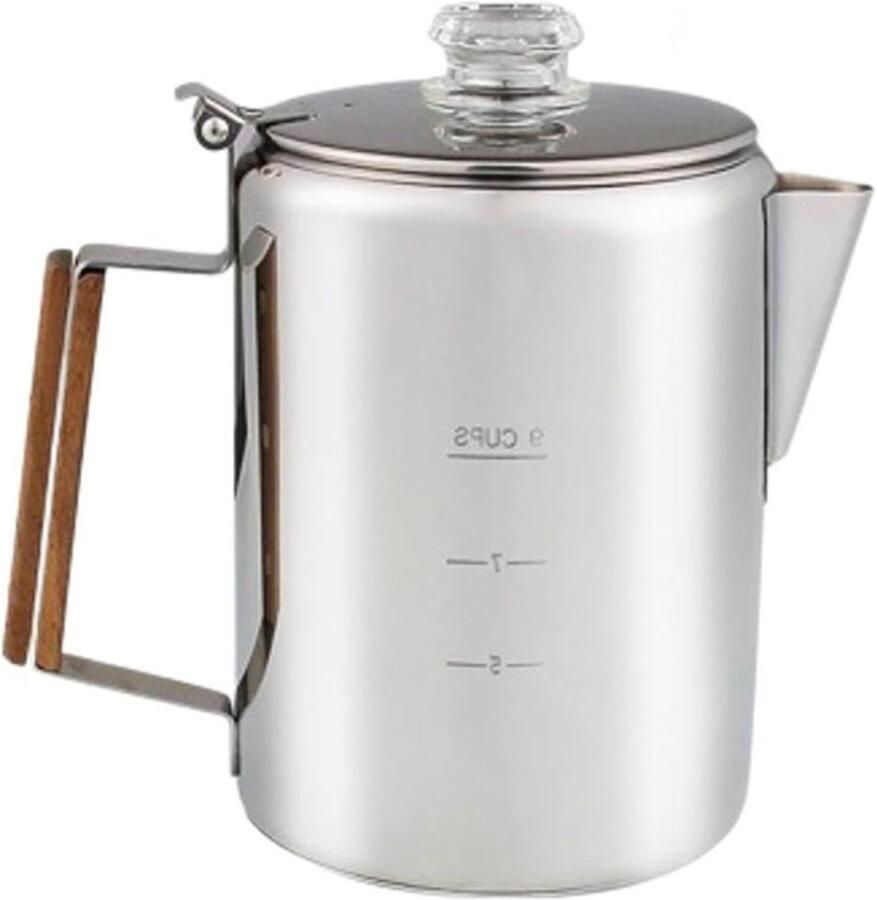 Koffiezetapparaat Percolator Camping Koffie Zetten Hittebestendige Handgreep 9 Kopjes Zilver