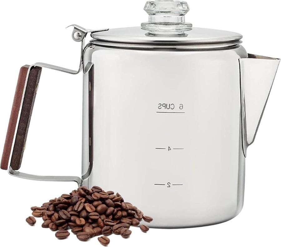 Koffiezetapparaat Percolator Moka Pot Koffie Zetten Buiten Roestvrij Staal 19.1 x 14.3 x 19.1 cm Meerkleurig