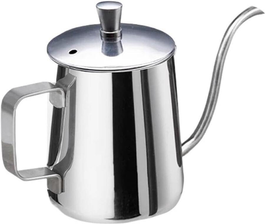 Koffiezetapparaat RVS Druppelwaterkoker Handmatig Reizen en Kamperen Lange Smalle Uitloop 350 ml Zilver
