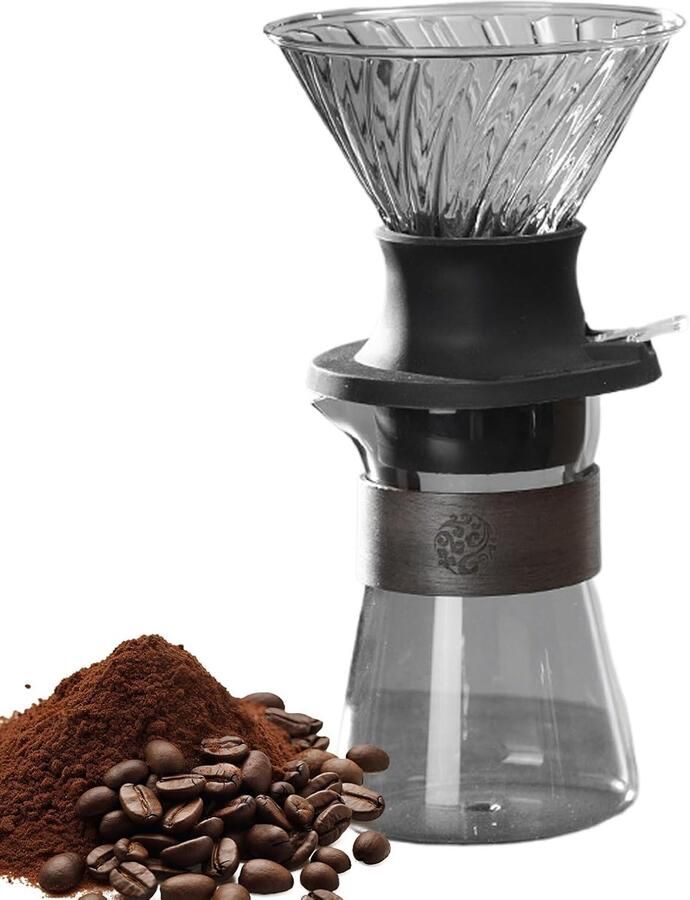 Koffiezetapparaat Set Brew Cup Verse Koffie Maken Snelle Filtratie 20 cm Hoog Zwart