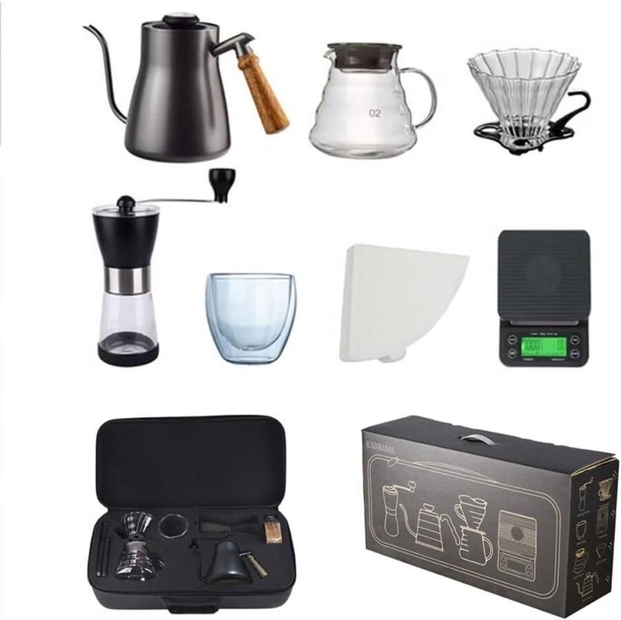 Koffiezetapparaat Set Druppelkoffie Tools Thuis en Reizen Inclusief Draagtas 600ml Capaciteit Zwart
