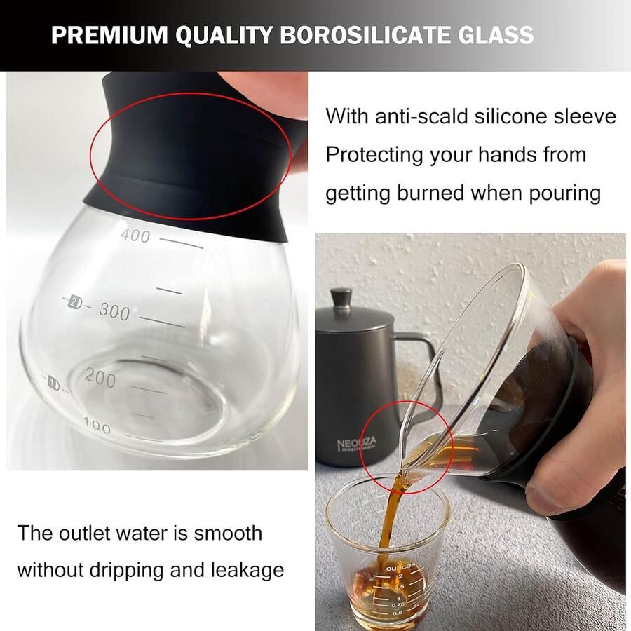 Koffiezetapparaat Set met Herbruikbare Filter en Glazen Kan voor Pour Over Koffie