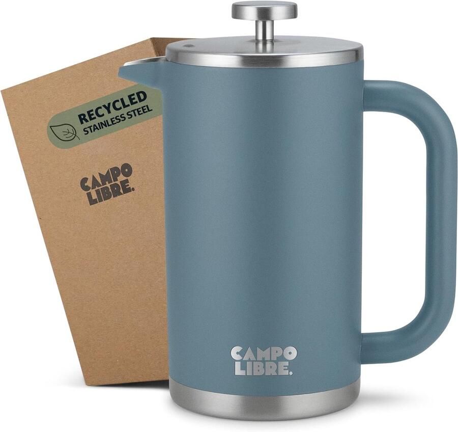 Koffiezetapparaat Thermoskan Pers Warme Koffie Genieten Dubbelwandig Geïsoleerd 1000ml Blauw
