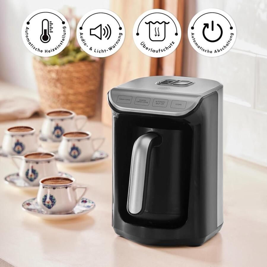 Koffiezetapparaat Turkse Koffie Authentiek Koffie Zetten Roosterfunctie 5 Kopjes Antraciet