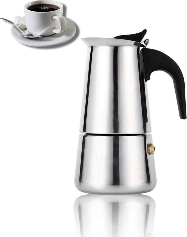 Koffiezetapparaat van RVS voor Moka Perfect voor Thuis en Kantoor 100ml Capaciteit Duurzaam en Handzaam