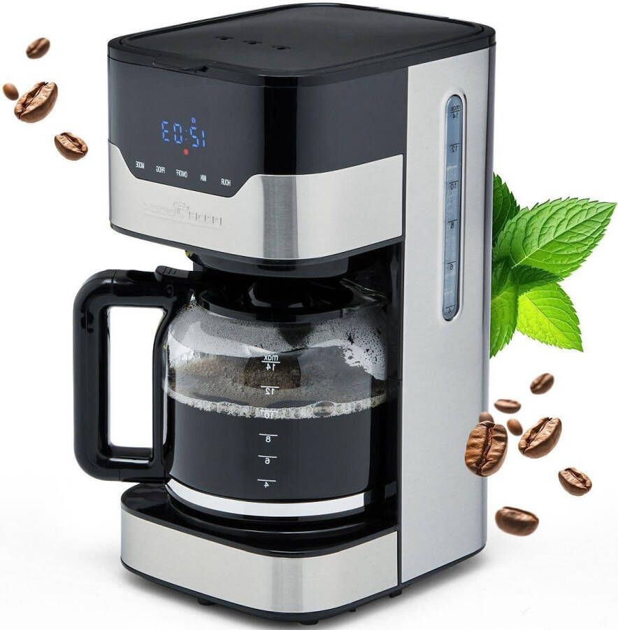 Koffiezetapparaat voor 14 kopjes 900 Watt Touch Control Zilver en zwarte kleur