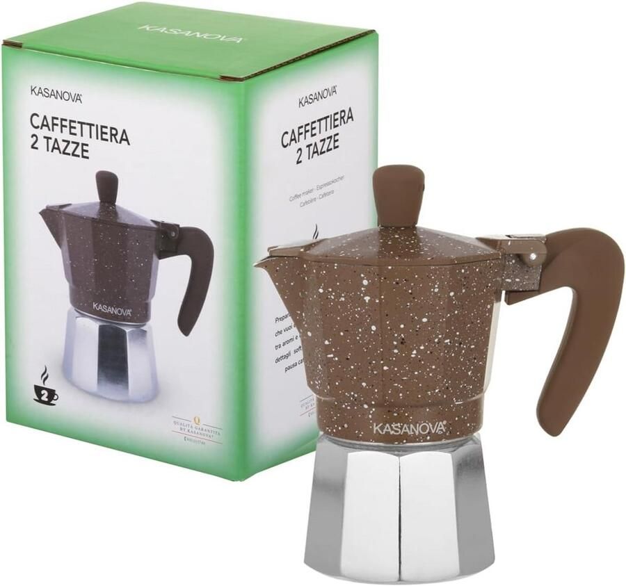 Koffiezetapparaat voor 2 Kopjes Zonder Koffiedik in Bruin