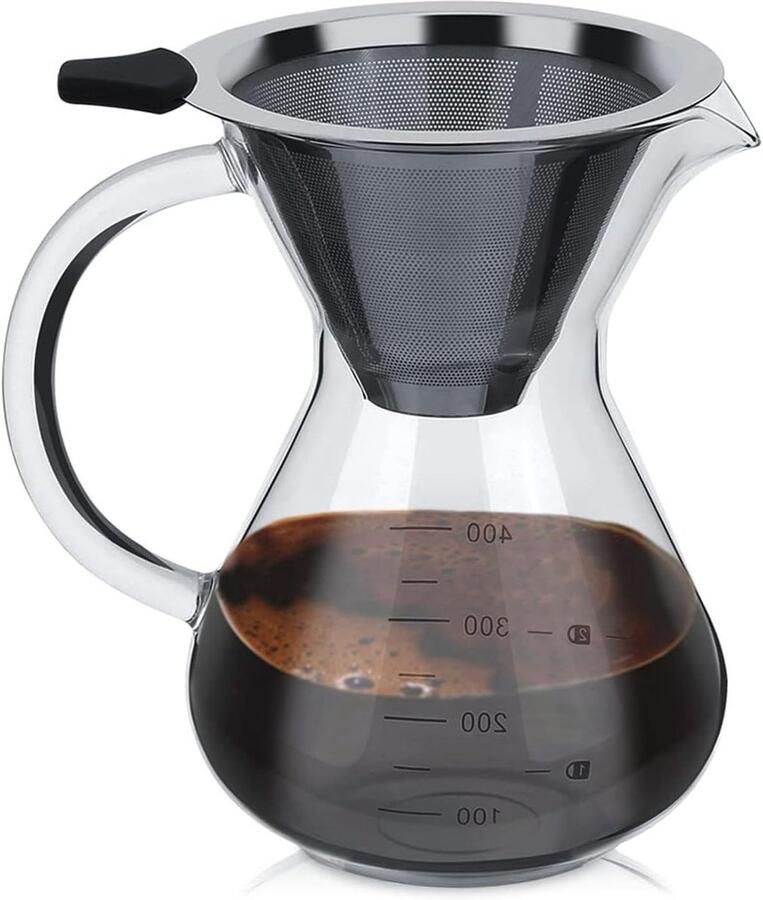 Koffiezetapparaat met handmatige filterkoffie kan van borosilicaatglas handmatig koffiezetapparaat met permanente filter 0 4 L