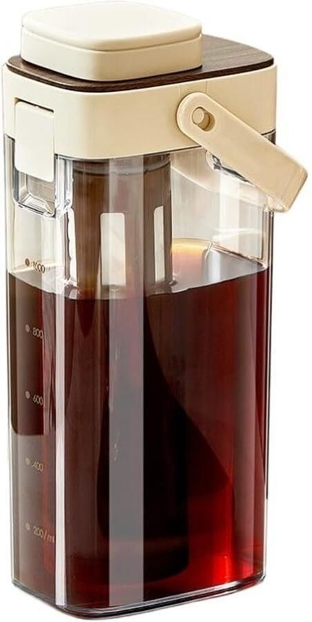 Koffiezetapparaat voor koud brouwen met een inhoud van 1000 ml en een verwijderbaar fijnmazig filter geschikt voor ijsthee vruchtenthee en zelfgemaakte koud gebrouwen koffie (koffiekleur)