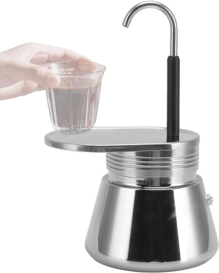 Espresso Moka Pot voor 1 Kopje RVS Koffiezetter voor Thuis en Kamperen Compact en Gebruiksvriendelijk