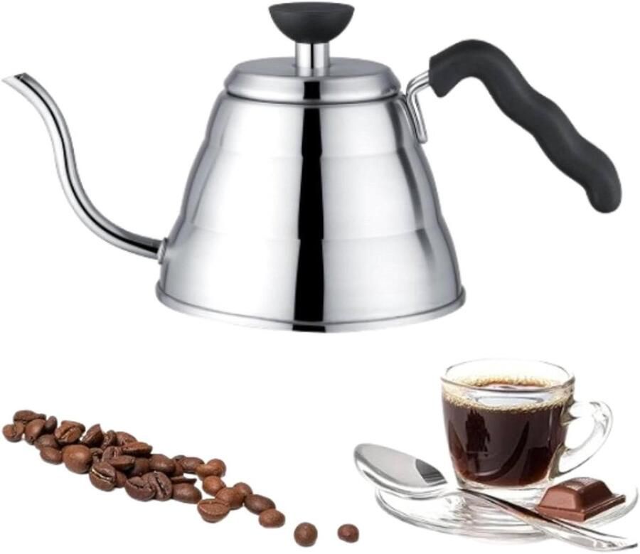 Koffiezetapparaat Zwanenhals Waterkoker Theepot Handmatig Koffie Zetten Precisie Druppeluitloop 1 Liter Zilver