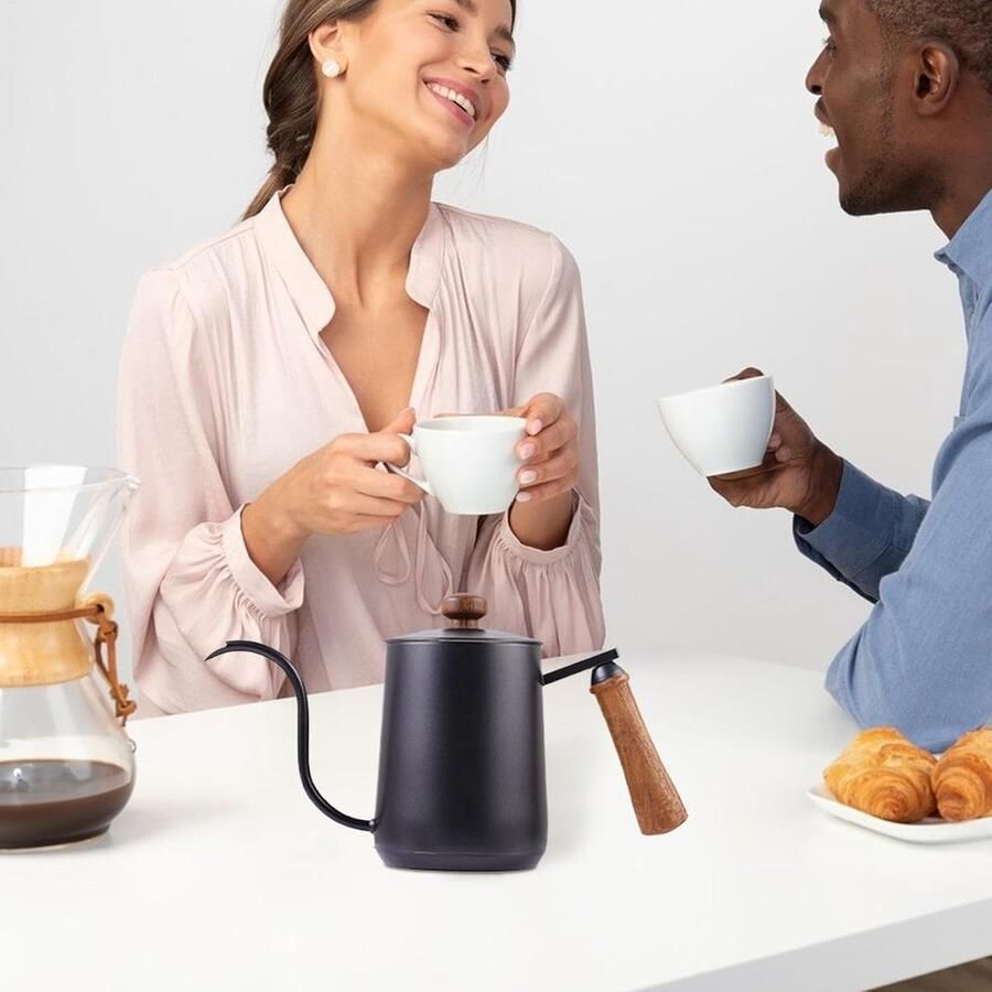 Koffiezetketel Theepot Waterkoker Koffie Zetten Precisie Gietuitloop 600ml Zilver