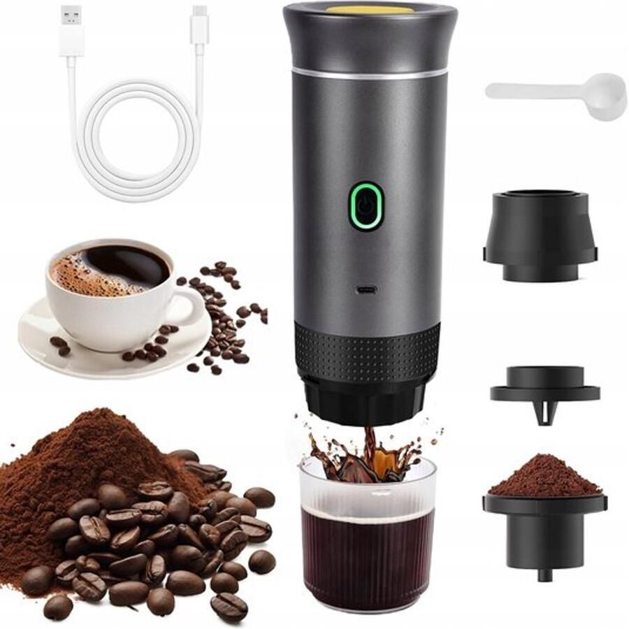 Koffiezetter 60ml Draadloze Cups Machine 3-in-1 & 7500mAh Accu 15 Bar Druk & Zelfverwarmend Voor Camping Auto & Reizen Eenvoudig in Gebruik & Schoon