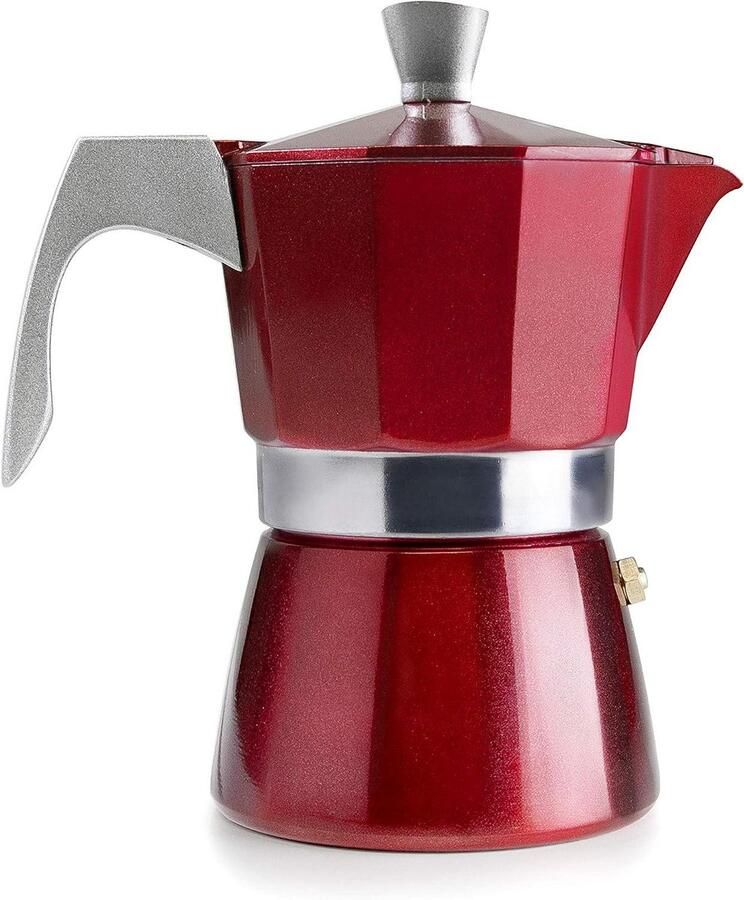 Koffiezetter Moka pot Koffie maken Inductie geschikt 2 kopjes Rood