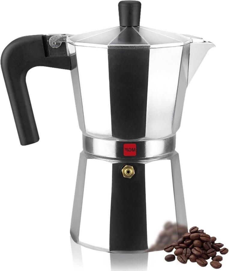 Koffiezetter Espresso maker Koffie Zetten Voor op het fornuis 12 kopjes Metallic zilver