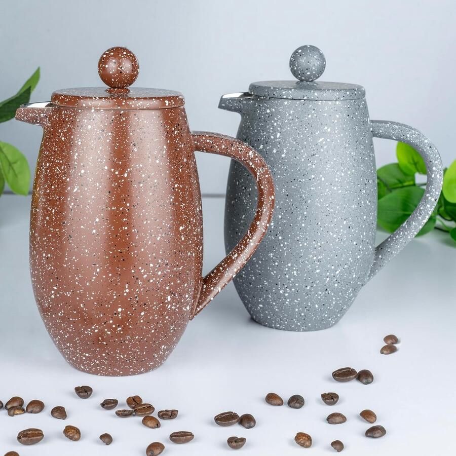 Koffiezetter Franse pers Koffie zetten Dubbelwandig RVS 350 ml Rood Graniet