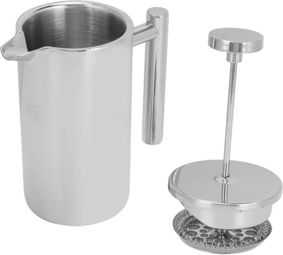 Koffiezetter French Press Verse Koffie Maken Dubbelwandige Isolatie 800 ml Inhoud Zilverkleurig - Foto 2