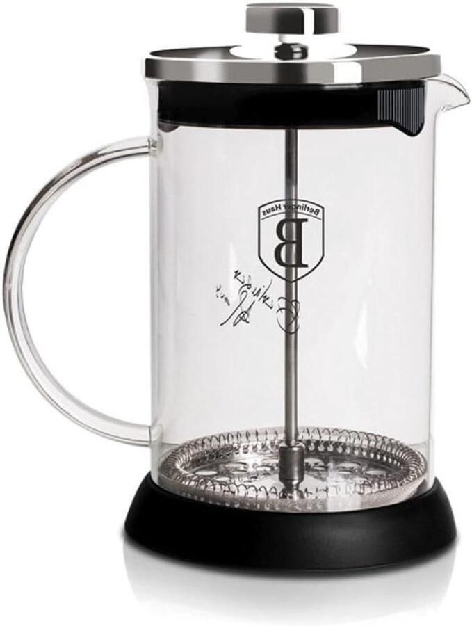 Koffiezetter Glas French Press Verse Koffie Maken Hittebestendig Glas 600 ml Zilver Zwart