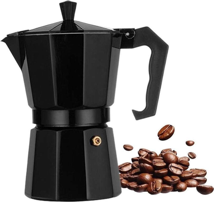 Kleine Koffiezetter Italiaanse Koffiepot Koffie Zetten Brandveilige Handgreep 16x8x16 cm Zwart