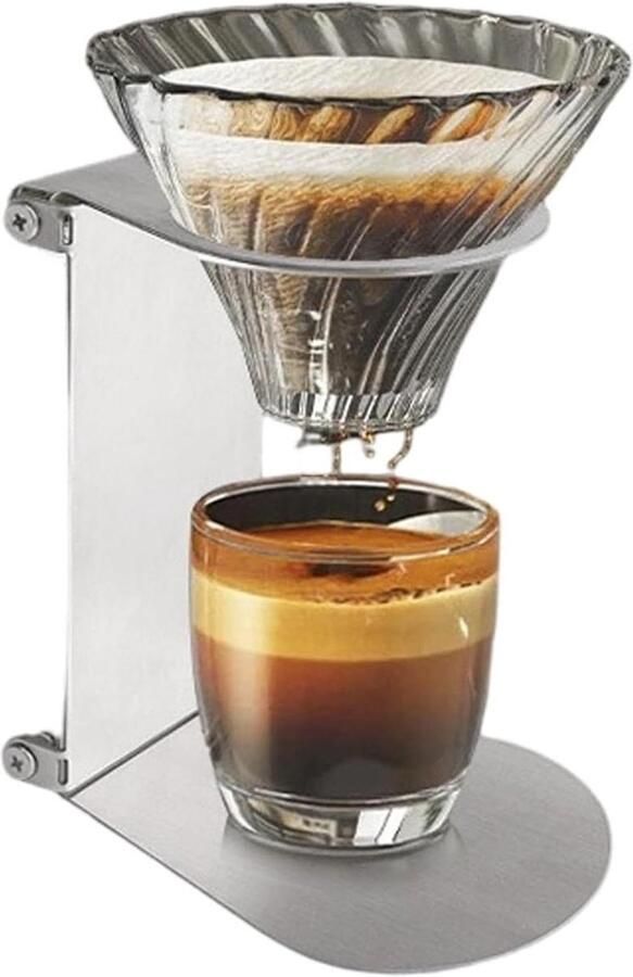 Koffiezetter Stand Opvouwbaar Station Reizen Camping Roestvrij Staal 13.5x12.5cm Zilver