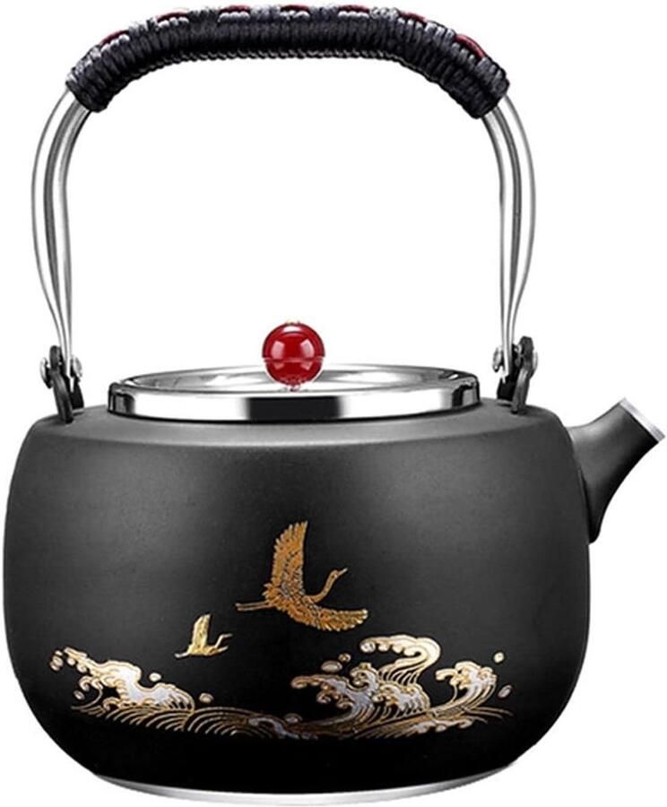 Kokend Water Pot Theepot Waterkoker Thee Zetten Platte Bodem 1000 ML Zilver