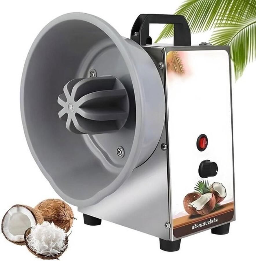 Kokosschraper Elektrisch Kokosrasp Machine Kokos Verwerken Instelbare Snelheden 24 x 24.5 x 32 cm Zilver