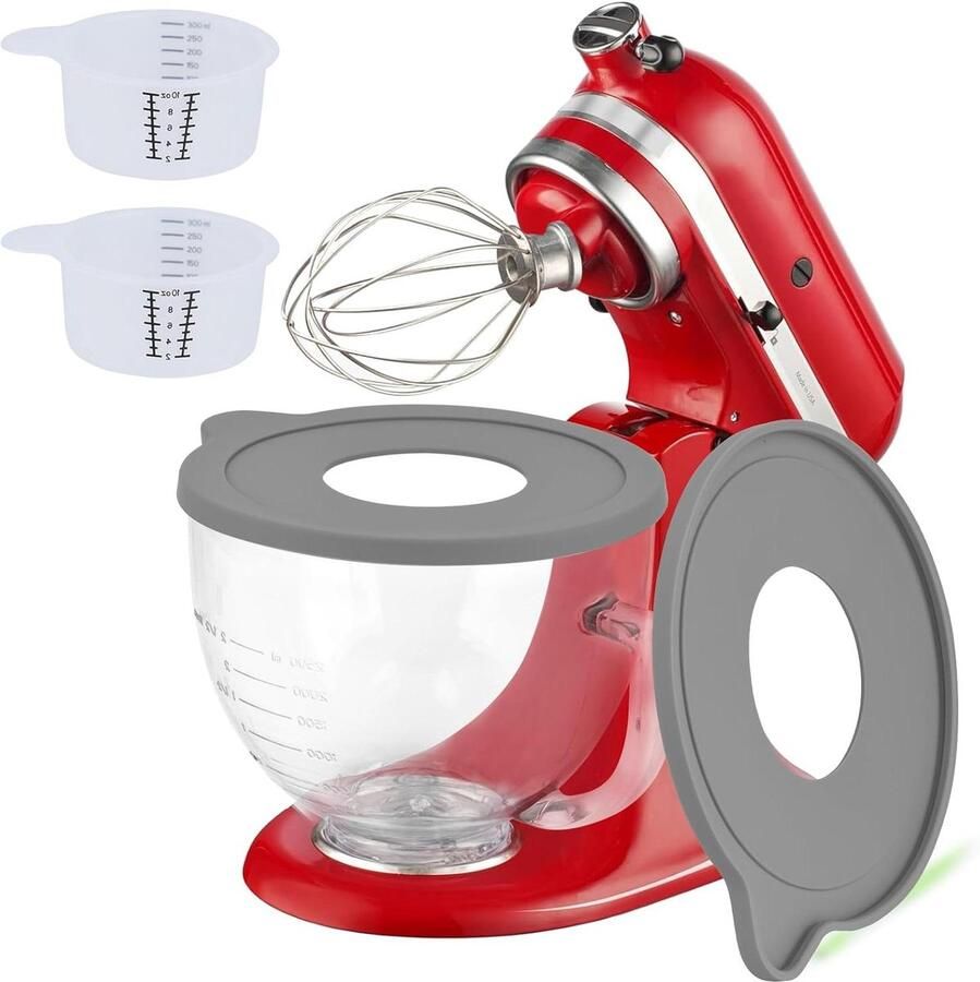 Kom Deksel Set Mixer Deksel Spatvrij Mixen Food Grade Siliconen 5QT Kom Transparant